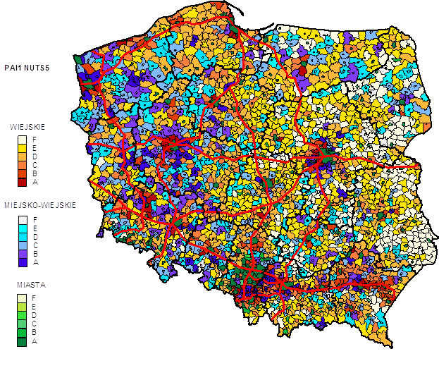 63 Rozdział 2.1 Obszary metropolitalne jako naturalny obszar dla polityki innowacyjnej Mapa 2. Potencjalna atrakcyjność inwestycyjna gmin wg wskaźnika PAI1_GN 135 w 2009 roku Godlewska Majkowska H.
