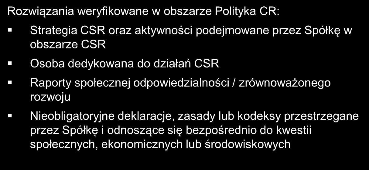 wybrane kwestie RESPECT Index notowany na Giełdzie Papierów Wartościowych w Warszawie, pierwszy w Polsce i w Europie Środkowo-Wschodniej indeks spółek odpowiedzialnych W jego skład wchodzą spółki