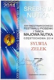 35. Wyróżnienie w przeglądzie piosenki POEZJA W PIOSENCE Agnieszka i inni, wyk. Sylwia Zelek, Końskie 22.11.2013r. 36.