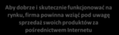 Właściwe zarządzanie e-firmą Ponad połowa działających w segmencie firm oferuje również tradycyjną formę sprzedaży Forma sprzedaży przez Internet staje