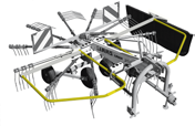 MASZYNY I SPRZĘT co najmniej 2600 mm od gleby 64 65 Ilustracja 64 Roztrząsacz obornika i maszyny polowe z szybkobieżnymi i 65 częściami roboczymi (walce roztrząsające i tarcze tnące) muszą być