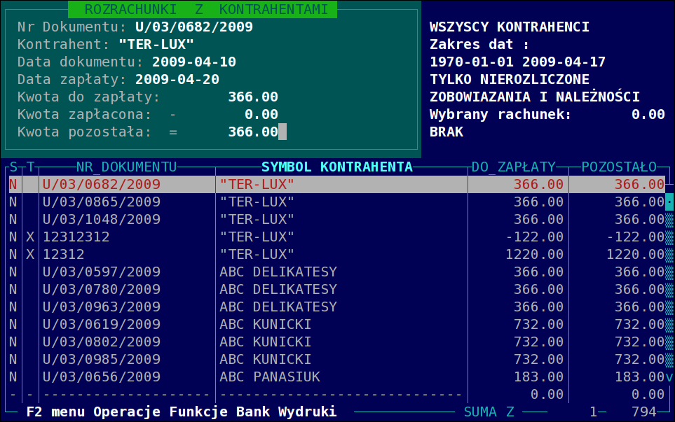 Rozrachunki z kontrahentami 1. Wstęp W systemie hipermarket dostępny jest moduł rozrachunków z kontrahentami.