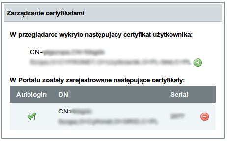prywatnego. DN certyfikatu zawiera podstawowe informacje o użytkowniku, takie jak imię, nazwisko i organizacja, a także login PL-Grid.