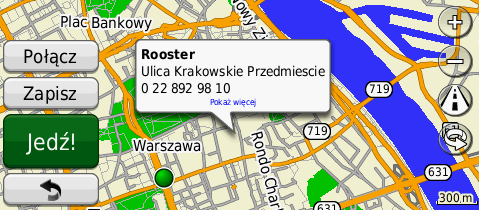 Znajdź i ruszaj! Menu Dokąd? oferuje kilka różnych kategorii, których można użyć do wyszukiwania adresów, miast i innych miejsc.