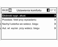 Wskaźniki i przyrządy 119 Strefy grzania przy starcie: Zmiany regulacji temperatury pomiędzy jedno- a dwustrefową. Klimatyzacja: Włączenie/ wyłączenie chłodzenia lub wybór wcześniejszych ustawień.