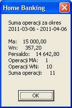 Filtr - umożliwia zawężenie wyświetlania historii rachunku do zaznaczonych operacji.