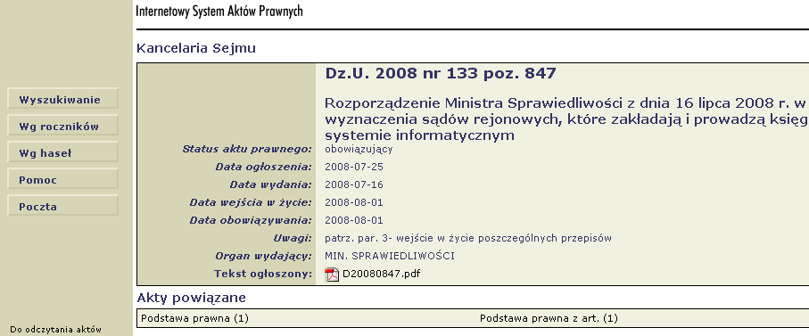 Po w/w czynnościach wyświetlany jest poniŝszy ekran, na którym wybiera się zakładkę Informatyzacja. Rysunek 3. Ekran ze znalezionym hasłem Informatyka Otrzymuje się wtedy kolejny ekran.