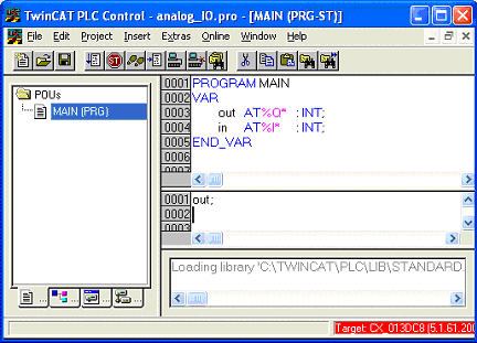 5. Dodatki Dodatek A Przygotowanie projektu w TwinCAT PLC Control Otworzyć TwinCAT PLC Control i utworzyć nowy projekt. Jako rodzaj systemu docelowego (Target System Type) wybrać PC or CX (x86).