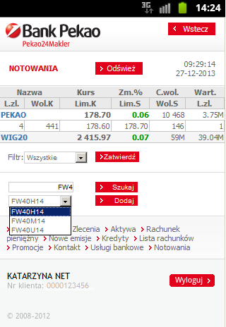 1.1. DODAWANIE INSTRUMENTÓW FINANSOWYCH WYŚWIETLANYCH W NOTOWANIACH Aby dodać instrument finansowy do tabeli notowań wpisz jego nazwę w oknie wyszukiwania (wystarczy podanie trzyliterowego skrótu,