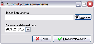 Program podczas tworzenia tego rodzaju zamówień wykorzystuje mechanizm stanów minimalnych oraz średniej dziennej sprzedaży i w razie potrzeby generuje propozycję zamówienia. 15.2.