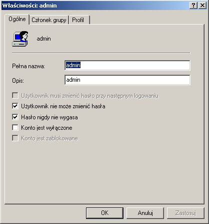 Nazwę konta można dowolnie zmieniać i nie ma to wpływu na jego uprawnienia i logowanie.