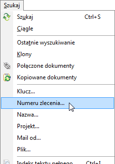 Dokumentacja użytkownika Wyszukiwanie dokumentów 126 Menu Szukaj Jeśli chcesz wyszukiwać według atrybutu, który nie jest zawarty w pierwotnych polach wyszukiwania powyżej tabeli dokumentów, proszę