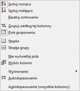 Dokumentacja użytkownika Numeryczne 1 2 10 21 10000 Tabela danych 134 Alfanumeryczne 1 10 10000 2 21 abc Atrybuty, które zapisane są w polach numerycznych, są także numerycznie sortowanie.