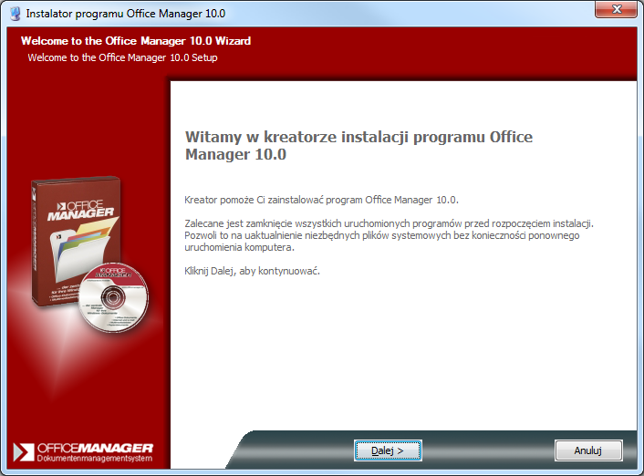 Instalacja Pierwsza instalacja Pierwsza instalacja Wymagania systemowe: PC z Windows 2000/XP/Vista/7. Interfejs bazy danych MDAC 2.5 z JetEngine 4.