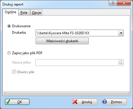 Operacje bazy danych Drukowanie raportu 204 Ustawieniach programu na stronie Licencja. 5.