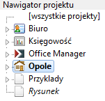 Operacje bazy danych Edycja list wyboru 211 Dialog właściwości projektu Właściwości projektu edytowane są w następującym oknie dialowgowym: Proszę wprowadzić nazwę Projektu w pole Oznaczenie.