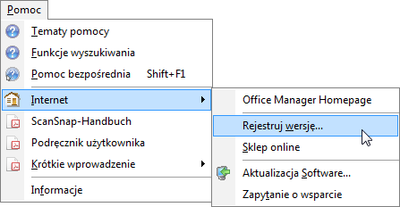 Referencje Menu Menu Pomoc Menu Pomoc Tematy pomocy: wywołanie programu Pomocy Office Manager. Przycisk myszy: Funkcje wyszukiwania: temat pomocy "Wyszukiwanie dokumentów.