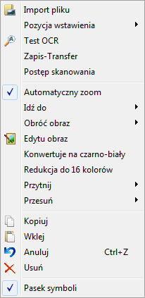 Dokumentacja użytkownika Skanuj 91 Importuj Plik: dodawanie obrazu z pliku. Alternatywnie możesz również przy pomocy Drag&Drop dodawać pliki graficzne.