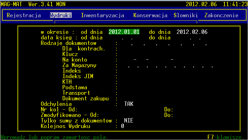 8.7. WYKAZ MATERIAŁÓW Z PRZEKROCZONYM NORMATYWEM Wykaz materiałów, których zapas jest mniejszy niż wprowadzony