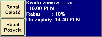 Wybrany dla rachunku rabat jest zapisywany przez program. Kwota rachunku po uwzględnieniu rabatu jest obliczana automatycznie.