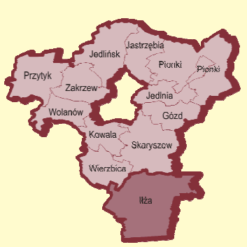 CHARAKTERSYSTYKA GMINY 1. POŁOŻENIE GEOGRAFICZNE Mapa: Położenie Gminy miejsko-wiejskiej Iłża w powiecie radomskim. Źródło: stat.gov.pl Gmina Iłża jest gminą o charakterze miejsko-wiejskim.