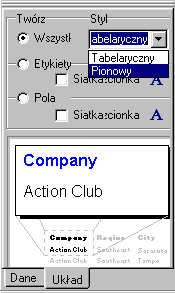 Raporty i formularze 5. Drzewo Danych przedstawia dane, które będą wybrane z bazy danych za kaŝdym razem, gdy tworzymy zestawienie. W późniejszych przykładach pokaŝemy jak modyfikować Drzewo Danych.