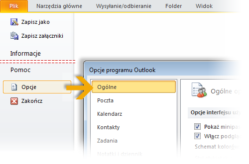 Gdzie jest Podgląd wydruku? W programie Outlook 2010 Podgląd wydruku można znaleźd w widoku Backstage. Kliknij kartę Plik, a następnie kliknij pozycję Drukuj.