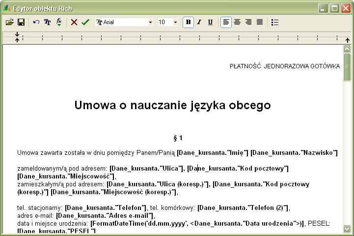 aby tekst, który nie mieści się w pierwszym obiekcie (domyślnie będzie się on nazywał Rich1 przepływał do drugiego obiektu Rich2.