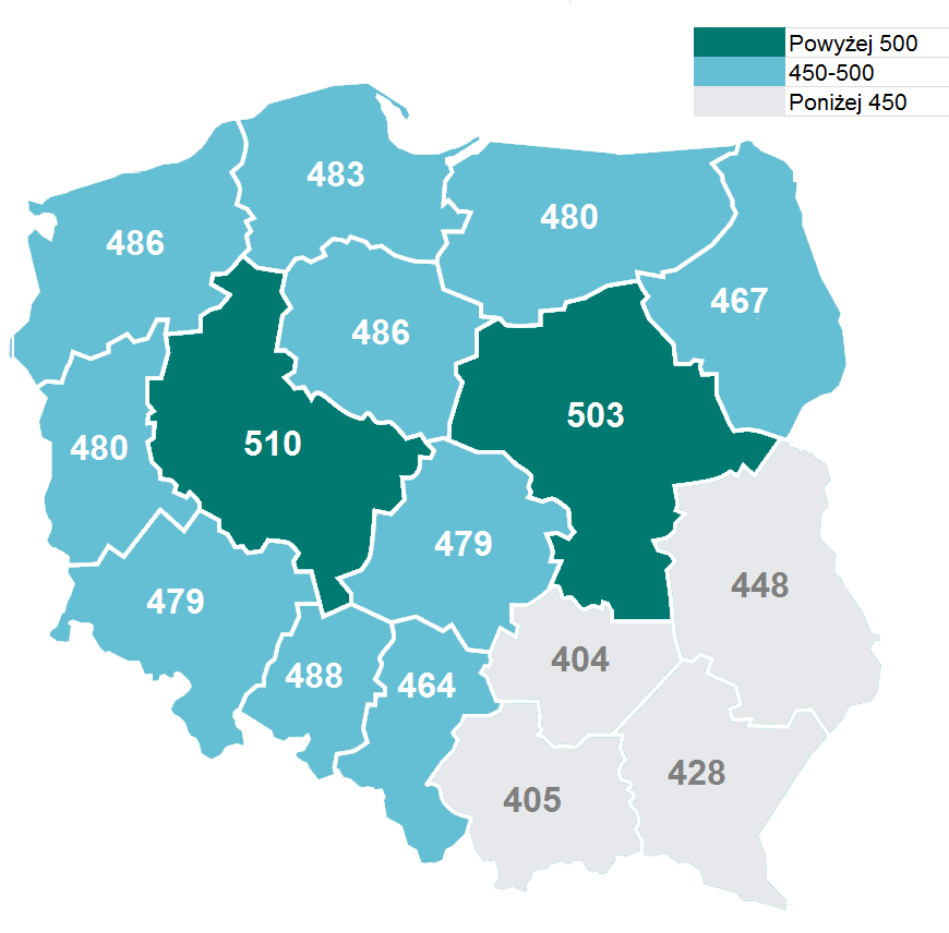 Charakterystyka rynku usług bankomatowych w Polsce Rysunek 6. Liczba placówek bankowych w Polsce w przeliczeniu na 1 milion mieszkańców w podziale na województwa w 2011 r.