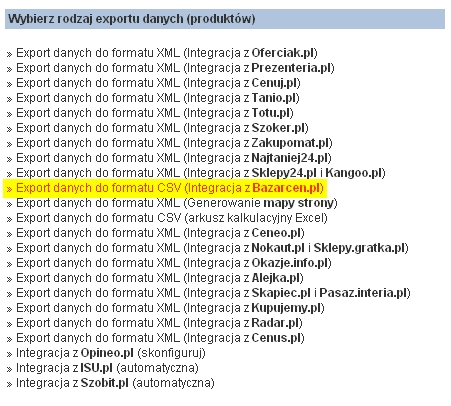 2.6.12 Integracja z Bazarcen.