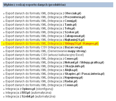 2.6.15 Integracje z Sklepy24.pl oraz Kangoo.