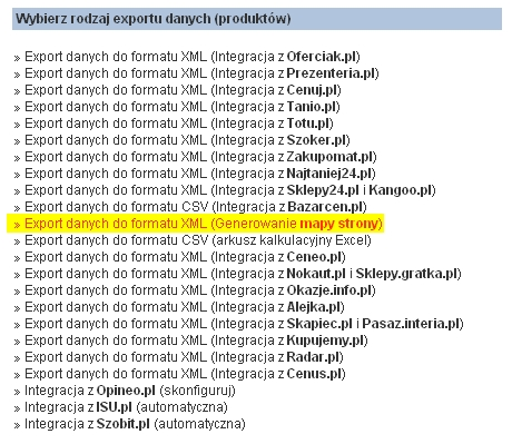 2.6.22 Generowanie mapy strony Aby zacząć generowanie strony mapy należy lewym przyciskiem myszy najechać na zakładkę INFORMACJE, następnym krokiem będzie najechanie lewym przyciskiem myszy w