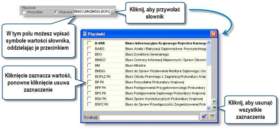 Sposób pracy z programem 4 Zestaw ienia 3 strona Typ dokumentu: typ dokumentu, który uwzględniony zostanie w zestawieniu Uwagi: uwagi, które uwzględnione zostaną przy tworzeniu zestawienia Umorzenia