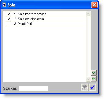 Sposób pracy z programem 4 Inw entaryzacja 5 strona Wybór sal Zakres sal których dotyczy spis z natury środków trwałych, może zostać ograniczony za pomocą pola "Sale" Pole to wyposażone jest w