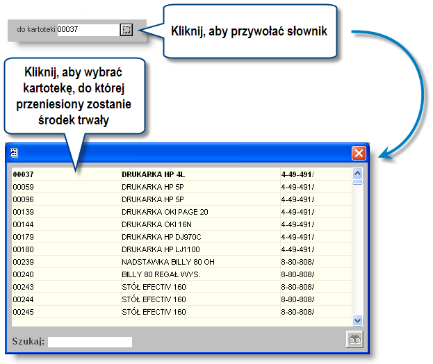 Sposób pracy z programem 4 Dokumenty 2 strona W czasie pracy ze słownikiem dostępne jest wyszukiwanie jego wartości Aby z niego skorzystać, należy wprowadzić w polu "Szukaj" szukany ciąg znaków -