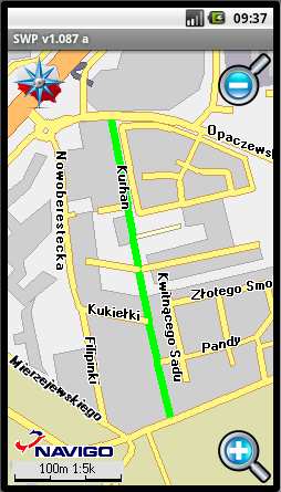 Tutaj można przejść bezpośrednio do mapy (przycisk Ulica), gdzie zostanie w całości pokazana wskazana na liście ulica, albo
