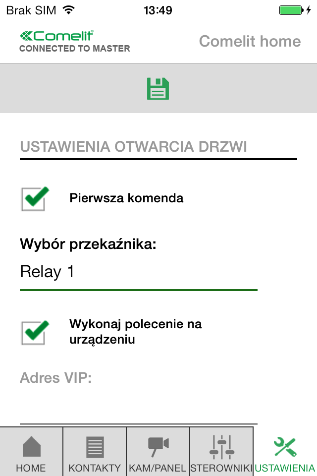 USTAWIANIE PRZYCISKU OTWIERANIE DRZWI Przycisk Otwieranie drzwi Aktywuje przekaźniki na panelach zewnętrznych. Do jednego przycisku można przypisać sterowanie maks. przekaźnikami jednocześnie.