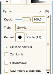 4-162 Przed rozpoczęciem rysowania, wybierz rodzaj pędzla w dolnej części okna Warstwy. Aktywujemy kartę Pędzle.