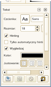 W prawym dolnym rogu okna znajduje się dwanaście małych kwadracików, służących do przechowywania kolorów. Aby dodać kolor, kliknij na. Aby zatwierdzić wprowadzone zmiany, kliknij na.