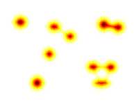 Wykorzystanie segmentacji wododziałowej do separacji nakładających się obiektów (przykład ze Scilaba) obraz oryginalny a inwersja kolorów a=1-a; transformata odległościowa