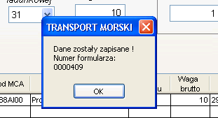 Zapis wprowadzonych danych nastąpi po wciśnięciu klawisza Zapisz formularz. Klawisz Zakończ służy do wyjścia z programu w trakcie wprowadzania, 