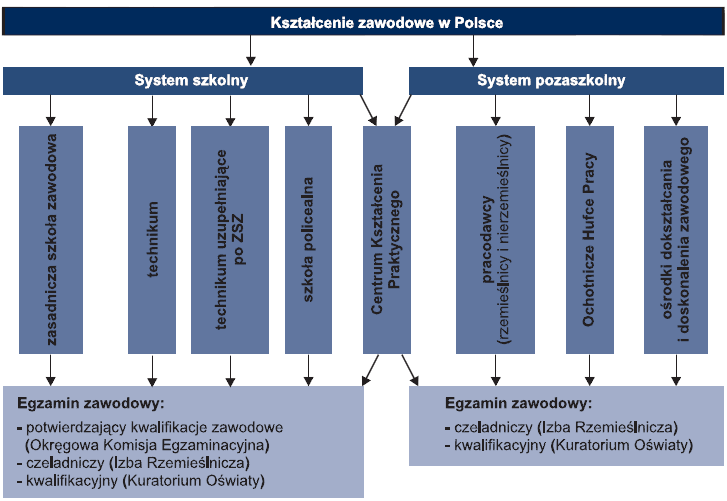 Wprowadzenie 7 Schemat 1. System szkolny i pozaszkolny kształcenia zawodowego w Polsce Źródło: Nauka zawodu. Szkoła czy pracodawca?