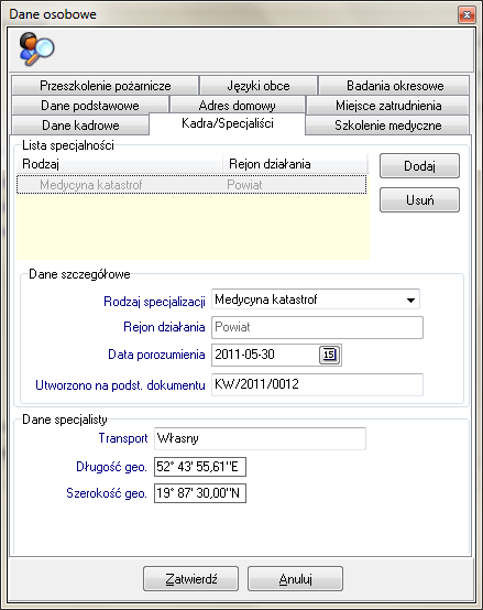 5 prowadzona jest lista specjalistów o różnych specjalizacjach ratowniczych.