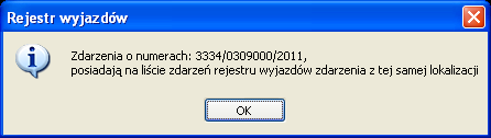 Rys.45 Komunikat systemowy 8.2.6 Moduł SPA czyli Serwer Punktów Adresowych Moduł SPA czyli Serwer Punktów Adresowych służy do pozyskiwania precyzyjnej informacji o współrzędnych miejsca zdarzenia.