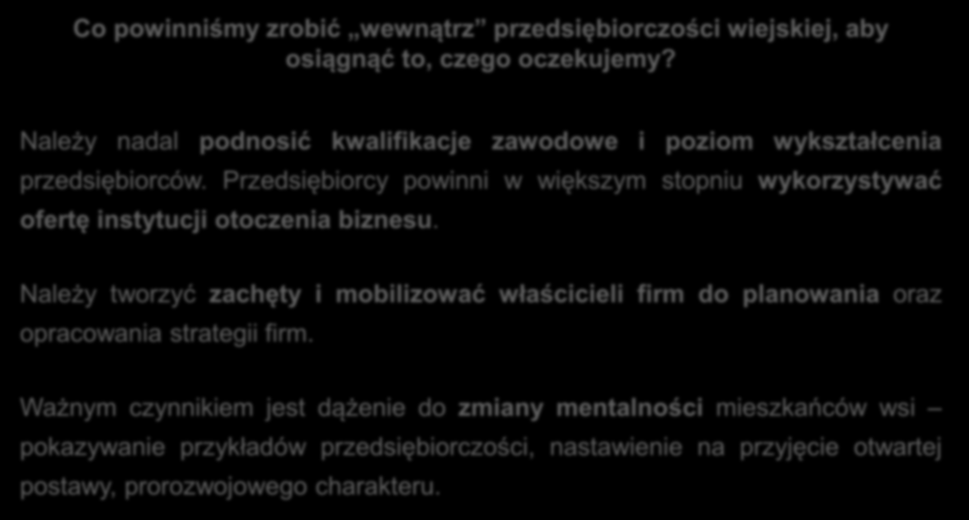 Co powinniśmy zrobić wewnątrz przedsiębiorczości wiejskiej, aby osiągnąć to, czego oczekujemy? Należy nadal podnosić kwalifikacje zawodowe i poziom wykształcenia przedsiębiorców.