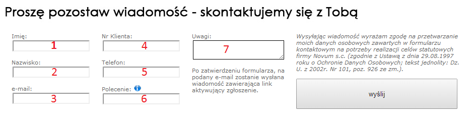 III. Wypełnienie ankiety na stronie www.novumfx.pl (obowiązkowe). 1. Wejdź na stronę www.novumfx.pl. 2. Kliknij w guzik "Formularz kontaktowy" 3.