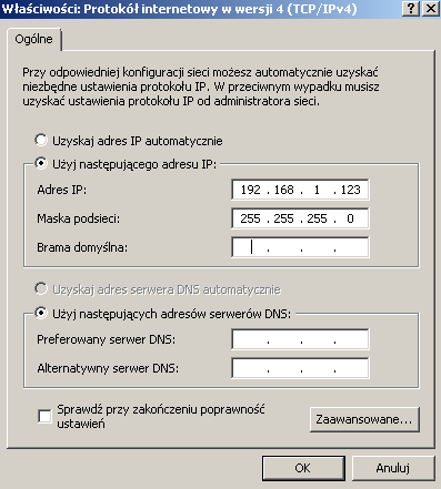 KONFIGURACJA Dostęp do routera przez WEB MANAGER. Router uruchamia się standardowo z uruchomionym serwerem DHCP. 1.