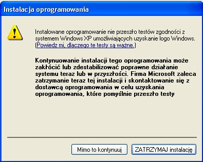 Podczas pojawienia się informacji, o braku podpisu cyfrowego firmy Microsoft, kontynuujemy