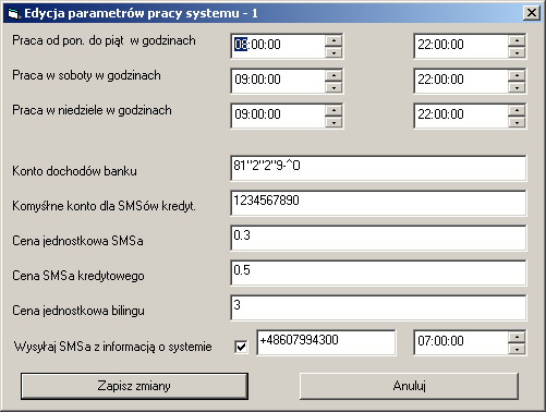 Rysunek 6 Odblokowanie błędnych SMSów ustalenie parametrów