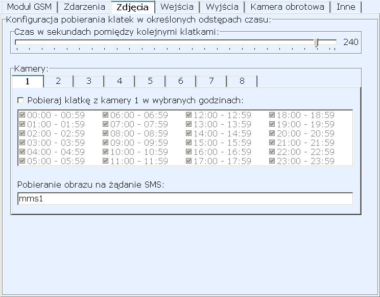 2.3. Zakładka Zdjęcia W zakładce użytkownik definiuje częstotliwość i harmonogram zapisu poklatkowego z kamer podłączonych do systemu Veronica.